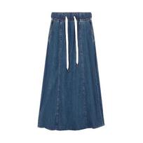 Tampri juosmens laisva džinsinė maxi suknelė - Europos ir Amerikos dizainas S šviesiai mėlyna spalva