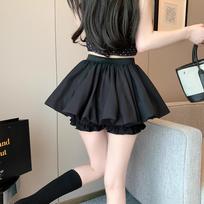 Women's High-Waisted Pleated Ballet Skirt – Slimming A-Line, Anti-Exposure, Fluffy Short Style for Summer Extra Small balta su pamušalo spalva