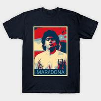 Men Black Print T-shirt Maradona Hope Style No-Cut Transfer Paper Print Cotton Tshirt XL tamsiai mėlyna