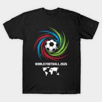 Men Black Print T-shirt World Cup 2026 Soccer Ball Usa Canada Mexico Football Spirit No-Cut Transfer Paper Print Cotton Tshirt 2XL juoda