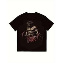 Men's Black T-Shirt Jesus Christ Barbell Graphic Print Gym Workout Casual Wear S juoda
