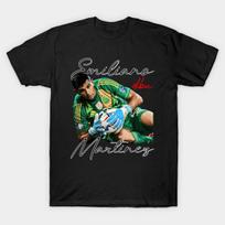 Men Black Print T-shirt Dibu Emiliano Martinez No-Cut Transfer Paper Print Cotton Tshirt S juoda