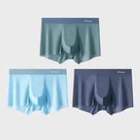 MiiOW 3Pcs Ice Silk Men Underwear Boxers Breathable Mesh Crotch Underpants Male Thin Seamless Men's Panties Antibacterial Boxers L