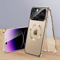 Magnetinis, visiškai padengiantis telefono dėklas, skirtas „iPhone 13 12 14 15 16 Pro Max 14 Plus“. Metalinis aliuminio telefono dėklas „Magsafe“, skirtas „iPhone 13 14 Promax“. For iPhone 12 juoda