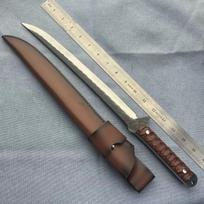 Sashimi peilis su dėklu Šefo mėsos kapoklis Tynny Pjaustymo Sushi Ham 10Cr15MoV plieno ašmenys Rankomis kalta Virtuviniai peiliai Medinė rankena 30cm Blade