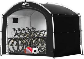 "Happy Travel Bicycle Tent Shed" didelė vandeniui atspari palapinė su langu 2/4/6/8 dviračiams, nešiojama nešiojama pastogė vejapjovei, sodo įrankiams (juoda)
