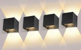 "Ledmo" pakuotė iš 4 LED sieninių šviestuvų vidaus / lauko sieninis šviestuvas 12 W aukštyn ir žemyn reguliuojamas šviesos spindulys LED lauko žibintai 2700-3000 K šiltai balta sieninė lempa IP65 vandeniui atsparus sieninis šviestuvas juodas