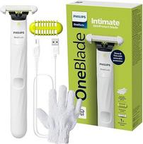 "Philips OneBlade" vandeniui atsparus įkraunamas intymių sričių skustuvas su "Skin Guard" ašmenimis - baltas