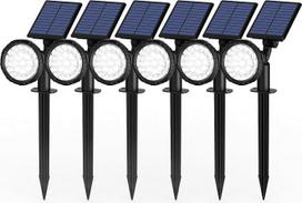 "Solpex" saulės prožektoriai lauke IP65 vandeniui atsparūs 25 LED saulės šviesos diodų prožektoriai, skirti takams, sodams, tvoroms (balti, 6 vnt.)
