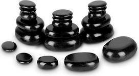 "Spa Hot Stones" 20 dalių juodojo bazalto ovalus kūno masažo, pedikiūro masažo rinkinys