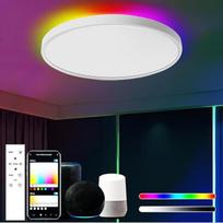 30 W LED lubų šviestuvas "Smart Home" 30 cm RGB lubų šviestuvas su nuotolinio valdymo pulteliu, kurį galima valdyti per programėlę Spalvų keitimas suderinamas su "Alexa" ir "Google Assistant" Gyvenamasis kambarys,