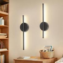 Akumuliatorinis sieninis šviestuvas, vidaus sieninis šviestuvas su jungikliu ir nuotolinio valdymo pulteliu, LED sieniniai šviestuvai, belaidis juodas, 40 cm, sieninis šviestuvas, reguliuojamas, 3 spalvų temperatūros, skirtas svetainei, laiptų apšvietimui