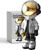 Astronauto statulos Kosmonautas Skulptūra Dervos Menas Vaikas Dovanos Sidabro figūra Ornamentas Kambario apdaila vyrams, namams ir amatams Staliniai priedai Stalo apdaila Biuro knygų lentyna