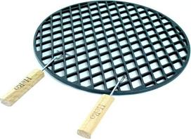 HeRo24 Ketaus kepimo grotelės Ketaus kepimo grotelių skersmuo 44,5 cm Emaliuotos kietos Pridedamos 2 rankenos Tinka ir "Weber" 45, 46, 47 cm kepimo grotelėms