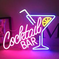 Horseneon Kokteiliai Baras Neon ženklas, LED Neon Baras ženklas, kokteilių Neon ženklas sienai, mėlyna rožinė neoninė šviesa Pub Pradžia Alaus baras Klubas Žmogus urvas Restoranas Parduotuvė Ženklas Kokteiliai Dekoras