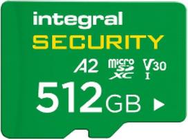 Integruota 512GB didelės talpos microSDXC kortelė, UHS-I V30 U3 A2 CL10, skirta vaizdo stebėjimo kameroms, prietaisų kameroms, apsaugai, kūdikių telefonams ir kūno kameroms, iki 95 stundų trukmės ir 98.000 stundų trukmės naudojimo trukmė