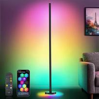 LED grindų lempa gyvenamajame kambaryje, reguliuojamas RGBIC - 140 cm išmanioji šiuolaikinė grindų lempa su nuotolinio valdymo pultu ir programėle, 16 milijonų spalvų, muzikos režimai, "pasidaryk pats" režimas, grindų lempa miegamajam, žaidimų kambariui,