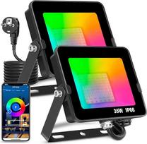 LED prožektorius 35 W "Smart RGB" spalvų keitimo prožektoriai "Bluetooth" programėlės valdymas IP66 vandeniui atspari reguliuojama atmosferos šviesa dekoratyviniam scenos kraštovaizdžiui, sodo medžio žibintui ES 2 kaiščių kištukas (2 pakuotės)