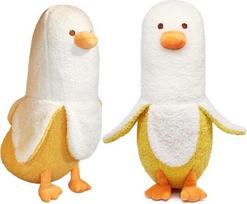 Mielas bananinis ančiukas pliušinis žaislas, juokingi pliušiniai žaislai, bananinis ančiukas pliušinis gyvūnas, bananinis ančiukas pliušinė pagalvė, juokinga apkabinama pagalvė, miego pagalvėlė, minkštos dovanos berniukams mergaitėms gimtadienio proga, Ka