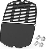 Onlyfire Ketaus kepsninės plokštė ir grotelės "Weber Q200 Q220 Q240 Q2000 Q2200 Q2400" dujiniam griliui, 6559 7645 "Weber Baby Q" dujiniam griliui skirtos atsarginės kepsninės dalys, 38,6 x 27,2 cm lentos keptuvė, pakuotė
