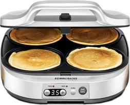 ROMMELSBACHER blynų keptuvė PC 1800, 4 kepimo formos, 13,5 cm skersmens, neprideganti danga, 15 minučių laikmatis, automatinis išsijungimas, 1800 W, sidabrinė