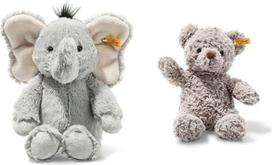 Steiff Cuddly Toy Elephant Ella, mielas pliušinis žaislas, berniukams, mergaitėms ir kūdikiams nuo 0 mėnesių, Soft Cuddly Friends, pliušinis žaislas 30 cm, pilkas, 064982 & 113413 Soft Cuddly Friends Honey Teddy Bear, pilkas, 18 cm
