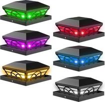 T-SUN saulės kolektorių dangtelio žibintai Lauko vandeniui atsparus RGB spalvų keitimo žibintas, skirtas 3,5x3,5, 4x4, 5x5, 5,5x5,5 cm, mediniams/viniliniams tvoros stulpams, saulės terasos žibintai terasai, sodui