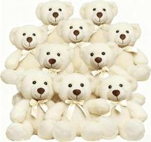 Teddy Bear pliušinių gyvūnų pliušinių žaislų dovana vaikui draugė, 13,5 colių pliušinių meškiukų Kalėdų Valentino diena gimtadienis vestuvių šalis (balta, 10 vnt.)