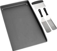 WELL GRILL 44,5 x 26 cm ketaus kepimo plokštė su kepimo mentelių rinkiniu, skirta "Weber Spirit 210" ir 310 serijos dujinėms kepsninėms, universalūs "Plancha" kepsninių padėklų priedai dujinėms kepsninėms ir anglių kepsninėms