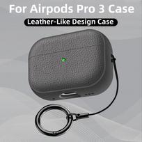 for Airpods Pro 3 Case Soft TPU Leather-Like Design Protective Cover with Lanyard and Cleaner Kit For Apple Latest Airpods Pro 3 For Airpods Pro 3 tamsiai žalia spalva
