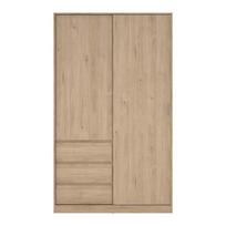 Natūralios spalvos drabužių spinta iš ąžuolo su stumdomomis durimis 119x200x60 cm Naia – Tvilum
