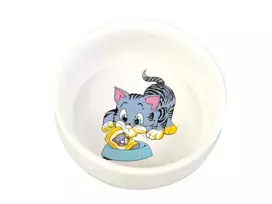 TRIXIE keramikinis dubenėlis su katinu 0.3 l, 11 cm, baltas