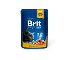 Brit Premium konservai katėms su lašiša ir upėtakiu 24x100g