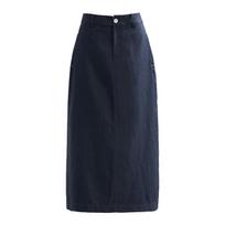 Yi Fei Women's Tencel Linen Slimming Midi Skirt, Summer 2026 L tamsiai mėlyna