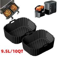 Silikoninis kepimo padėklas oro keptuvei, skirtas Ninja 9,5L/10QT dviejų stalčių AF400 SL400 DZ401 SL401/Tower T17088 oro keptuvėms, nelipnus, daugkartinio naudojimo
