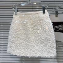 Autumn/Winter 2025 Influencer Style Sequin Tweed A-line Skirt 3XL kremas baltos spalvos