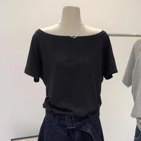 Cross92 Cotton One-Shoulder Long Sleeve Loose T-shirt for Women - Spring/Autumn XL juoda trumpomis rankovėmis spalva