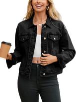 2026 Women's Trendy Long-Sleeve Denim Jacket with Pockets and Fitted Shorts 2XL juoda
