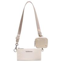 Lululemon Dual-Pouch Sling Casual Fashion Zipper Closure Nylon Shoulder Crossbody Bag Unisex bags Natural-Linen Bone LU9C16S-060510 Raw Linen & Bone White/RWLI/BONE