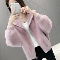 Women's Elegant 2025 Autumn/Winter Korean Style Faux Mink Long Sleeve Cardigan 2XL balta