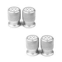 VOLKSWAGEN 4 vnt. Automobilio rato padangos vožtuvo dangteliai Aliumininiai sandarūs dangteliai Ženklelis Emblema VW Volkswagen Golf Polo Passat Tiguan To sidabras