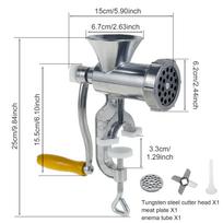 Manual Meat Grinder with Handle Meat Crank Rustproof Meat Grinder Sausage Maker Table Mount Pork Mincer with 3 Sausage Maker gray