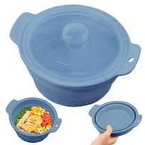 1250 ML Silikoninis garintuvas mikrobangų krosnelei, sulankstomas garinimo puodas su skaidriu dangčiu, puodas maisto gaminimui, virtuvės reikmenys smėlis