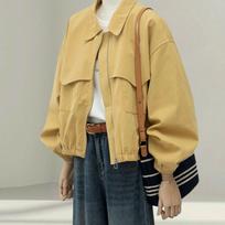 Women's Petite College Style Yellow Workwear Jacket - Short, Loose, Casual & Versatile for Autumn 2025 L: 110-125 cm
