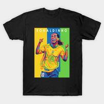 Vyriški juodi marškinėliai su spauda Ronaldinho Gaucho Spausdinimas ant popieriaus be išpjovų Medvilniniai marškinėliai S juoda