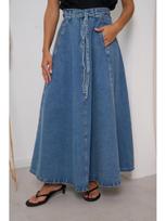 2026 Spring/Summer High Waist Slimming Casual Denim Maxi Skirt XL tamsiai mėlyna spalva