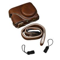 Retro PU Leather Camera Bag Hard Case Half Body Cover Suitable For Panasonic LUMIX TZ99/ZS99 Base Perforated Shell
