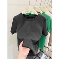 2026 Women's Versatile Brushed Short Sleeve Round Neck T-Shirt - Stylish Base Layer for Spring, Summer, Autumn L