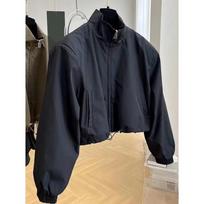 2025 Women's Black Chic Stand-up Collar Short Workwear Windbreaker for Autumn/Winter 2XL juoda