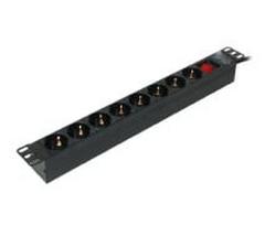 Maitinimo panelė 19'' spintai LK-BL-G10G08S (8x240V Schuko, su jungikliu, 1.8m, aliuminis korpusas)